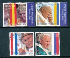 Vatikan Mi. Nr. 1484-1487 Die Weltreisen Von Papst Johannes Paul II - Siehe Scan - Used - Used Stamps