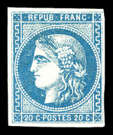 * N°46B, 20c Bleu Type III Report 2. TTB (signé Brun/certificat)  Qualité: *  Cote: 1950 Euros - 1870 Uitgave Van Bordeaux