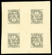 (*) N°107, 1c Gris, épreuve Sur Feuillet Composée De Deux Paires TETE-BECHE Avec Pont. SUP (certificat)  Qualité: (*) - Unused Stamps