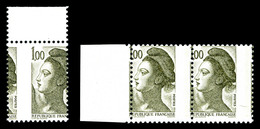 ** N°2185, 1f Liberté, Piquage à Cheval Sur Paire + 1ex Bdf. TB (signé Calves)  Qualité: **  Cote: 210 Euros - Unused Stamps