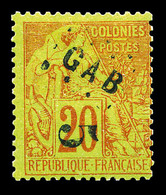 * GABON, N°1, 5 Sur 20c Brique S Vert. TTB (signé Brun/certificat)  Qualité: *  Cote: 700 Euros - Unused Stamps