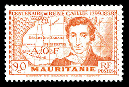 ** MAURITANIE, N°95a, René Caillié, 90c Rouge Terne, GRANDE LEGENDE, SUP (certificat)  Qualité: **  Cote: 585 Euros - Ungebraucht