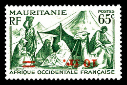 * MAURITANIE, N°136a, 10f Sur 65c Vert, Surcharge Renversée. SUP (signé/certificat)  Qualité: *  Cote: 470 Euros - Ungebraucht