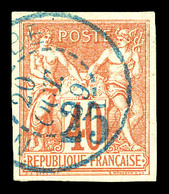 O NOSSI BE, N°1, 25 Sur 40c Rouge-orange Oblitéré Càd Bleu Du 20 Oct 1889. SUP. R. (signé Brun/certificat)  Qualité: O   - Gebraucht