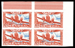 ** SENEGAL, PA:N°30b, 100f Rouge-carmin Et Outremer En Bd4 Non Dentelé Coin De Feuille. TTB  Qualité: **  Cote: 336 Euro - Gebraucht