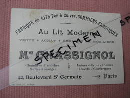 Carte Commerciale Avec Enveloppe 22/05/1918 "Au Lit Moderne" 42 Bld. St. Germain Paris "AU LIT MODERNE" - Material Und Zubehör