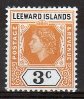 Leeward Islands 1954 Queen Elizabeth Three Cent Single Definitive Stamp. - Leeward  Islands