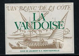Rare // Etiquette De Vin // Bateau à Voile // Blanc De La Côte, "la Vaudoise" 50cl. - Sailboats & Sailing Vessels