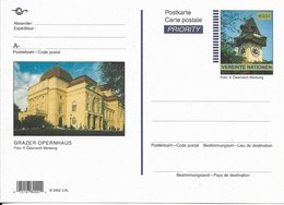 Onu, United Nations, Nations Unies, Bureau De Vienne, Entier Postal 2002, Neuf, Grazre Opernhaus - Covers & Documents