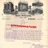 ETATS UNIS AMERIQUE- RARE LETTRE HOTEL JEFFERSON-SAINT LOUIS-PLANTERS -EASTMAN -ARLINGTON-GAINES-FORDYCE-LYMAN T. HAY - Etats-Unis