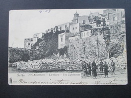 Frankreich Levante 1908 AK Jaffa Der Leuchtthurm Le Phare The Lighthouse. Stempel Jerusalem Palestine - Briefe U. Dokumente