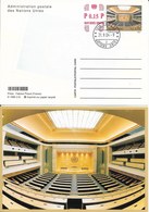 Onu,united Nations, Nations Unies,office De Genève, Entier Postal 2004 Surcharge, Carte Fdc, Hémicycle - Brieven En Documenten