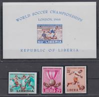 LIBERIA 1966 FOOTBALL WORLD CUP IMPERFORATED S/SHEET AND STAMPS - 1966 – Angleterre