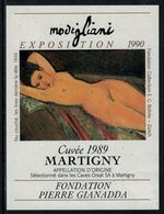 Rare // Etiquette De Vin // Art-Peinture-Tableau-sculpture // Martigny, Modigliani, Fondation Gianadda - Arte
