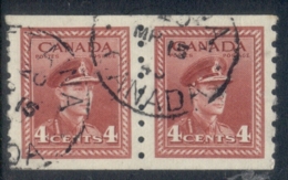 Canada 1942 KGVI Portrait Coil Pair 4c FU - Andere & Zonder Classificatie