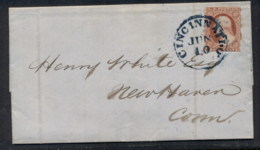 USA 1852 3c Washington Folded Entire To Conn - Otros & Sin Clasificación