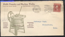 USA 1910 2c Washington Advertising Cover Foundry & Machine Works - Autres & Non Classés