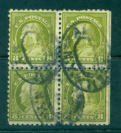 USA 1913-15 Sc#431 8c Pale Olive Green Franklin Perf 10 Wmk S/L Blk 4 FU Lot69025 - Autres & Non Classés