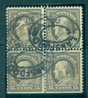 USA 1913-15 Sc#437 15c Grey Franklin Perf 10 Wmk S/L Blk 4 FU Lot69036 - Sonstige & Ohne Zuordnung