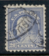 USA 1913-15 Sc#438 20c Ultramarine Franklin Perf 10 Wmk S/L FU - Sonstige & Ohne Zuordnung