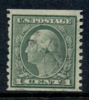 USA 1914 Sc#443 1c Green Washington Perf 10 Vert Wmk S/L FU - Sonstige & Ohne Zuordnung