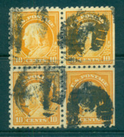 USA 1916-17 Sc#472 10c Orange Yellow Perf 10 No Wmk Blk 4 FU Lot68827 - Otros & Sin Clasificación