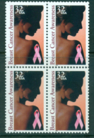 USA 1996 Sc#3081 Breast Cancer Awareness Blk 4 MUH Lot33769 - Otros & Sin Clasificación
