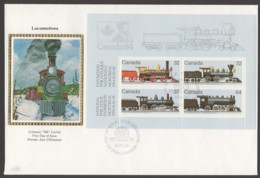 1984  Old Locomotives, Series 2  Souvenir Sheet Sc 1039a Colorano Silk Cachet - 1981-1990