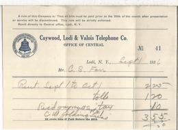 USA CAYWOOD LODI & VALOIS TELEPHONE CO INVOICE 1936 - USA