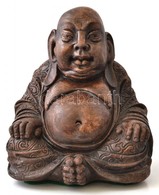 Buddha Szobor, Festett Gipsz, Kopásokkal, M: 19,5 Cm - Other & Unclassified