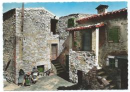 CPSM COLORISEE ANIMEE GOURDON VILLAGE, UN COIN PITTORESQUE, ALPES MARITIMES 06 - Gourdon