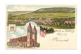 0-5217 STADTILM, Lithographie, Kirche Und Panoramaansicht, Bahnpost Erfurt-Saalfeld - Stadtilm