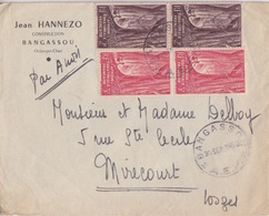 AEF Lettre à Entête Par Avion De Bangassou Pour Mirecourt Affranchie à 10F (2F X 2 + 3F X 2) Le 30 Sept 50 - Brieven En Documenten