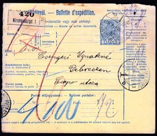 Hungary Maramanossziget 1914 / Parcel Post, Postai Szallitolevel, Bulletin D' Expedition / To Debreczen - Postpaketten