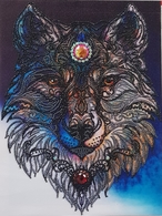 Wolf, Hand Made, 30x40 Cm - Point De Croix