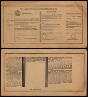 Post Office - CHILDREN POST OFFICE / MONEY Order FORM - Inland / HUNGARY 1940's - Parcel Post - Postpaketten