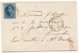 1857 BRIEF VAN ??? MET AMBt DU MIDI No1 PMI NAAR BRUXELLES MET COB 7 ZIE SCAN(S) - 1851-1857 Médaillons (6/8)