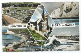 CPSM MULTIVUES SOUVENIR DE MERS LES BAINS, LE PETIT GOLF, LES FALAISES, VUE GENERALE, EGLISE, SOMME 80 - Mers Les Bains