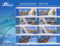 Russia 2011 Sheet Pedestrian Bridges Bridge Geography Places Architecture St. Petersburg Moscow Region Stamps MNH - Full Sheets