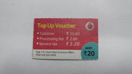 India-top Up Voucher Card-(37d)-(rs.20)-(bangalore)-(6/2015)-used Card+1 Card Prepiad Free - Inde