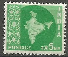 India - 1957 Map Of India 5np MLH *    SG 378  Sc 278 - Neufs