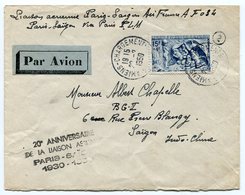 RC 10731 FRANCE 20e ANNIVERSAIRE DE LA LIAISON AERIENNE PARIS SAIGON INDOCHINE TB - 1927-1959 Storia Postale