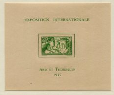 10341  OCEANIE  BF 1**   3 F Vert-jaune :   Exposition Internationale Arts Et Techniques    1937  TB - Blocks & Sheetlets