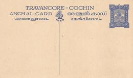 Travancore-Cochin Elephant 4p Postal Stationary Card - Travancore-Cochin