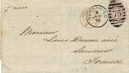 1878- Letter From London 75 To Saumur 5 France ) Fr. Y & T N°56 Pl. 9 - Briefe U. Dokumente