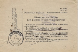 Date Mal Venue 1940 ?le  Formulaire N°1492 Oblit. D'Adjerouine -renvoi De La Valeur: Le Débiteur En A Refusé Le Paiement - Covers & Documents