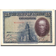 Billet, Espagne, 25 Pesetas, 1928, 1928-08-15, KM:74b, TTB - 1873-1874 : Eerste Republiek