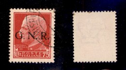 REPUBBLICA SOCIALE - GNR VERONA - 1944 - 75 Cent (478iab) Usato - Verona (Titolare) - Punto Piccolo Dopo G - Cert. AG - Autres & Non Classés