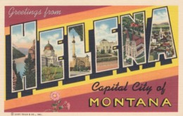 Large Letter Greetings From Helena Montana, State Capitol City C1940s Vintage Curteich Linen Postcard - Helena