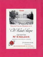 Etiquette Vin, Grand Cru Saint-Emilion, Château Haut-Sarpe, 1948 - Collections & Sets